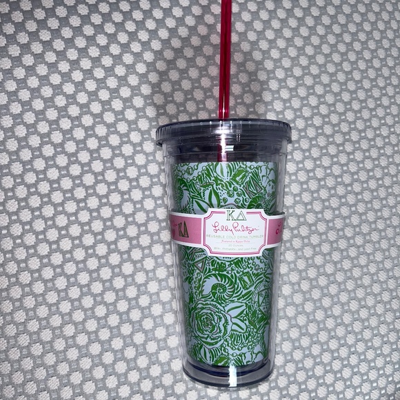 Lilly Pulitzer Sorority Kappa Delta Print Tumbler Cup with Straw - Picture 3 of 4